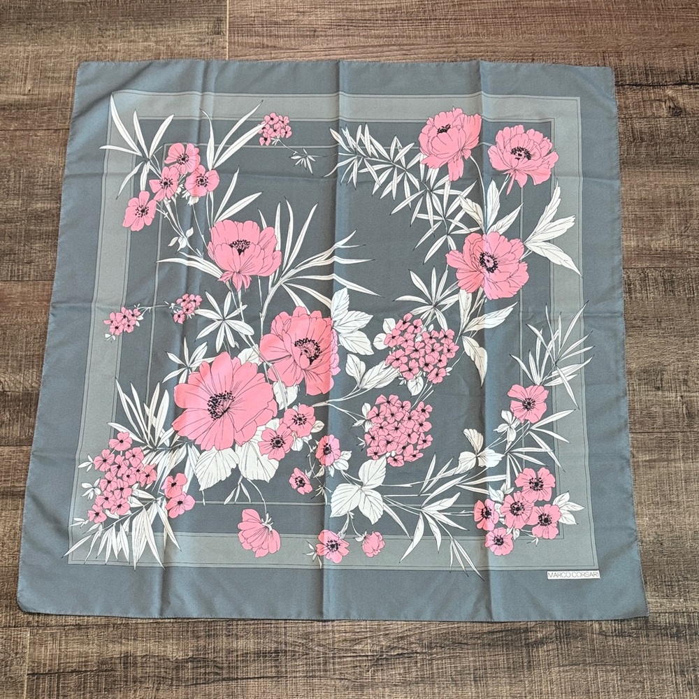 Floral Gray and Pink Scarf